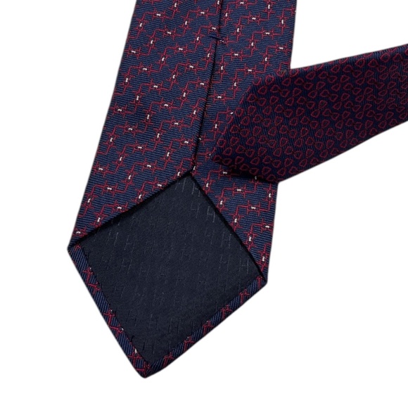 HERMÈS 339357T Blue/Burgundy Geometric Silk LUXURY Slim Tie FRANCE - Picture 6 of 6